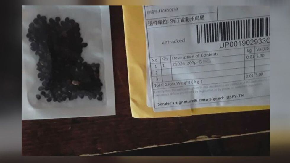 Seeds and packaging Logan Co. woman received from China back in June.