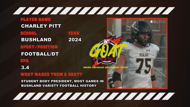 Charley Pitt named NewsChannel10 GOAT of the Week.