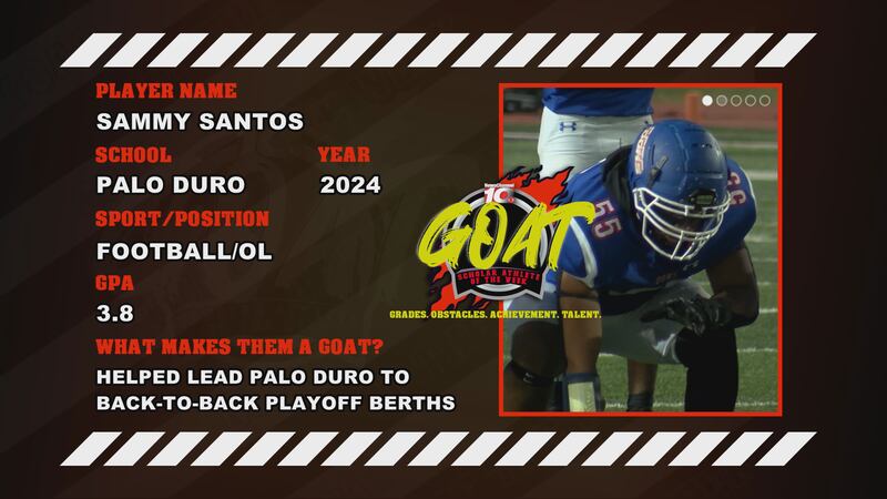 Sammy Santos named NewsChannel10 G.O.A.T. of the Week.