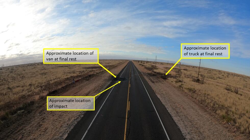Figure 2. Southbound view of FM 1788 showing the north- and southbound lanes near the crash...