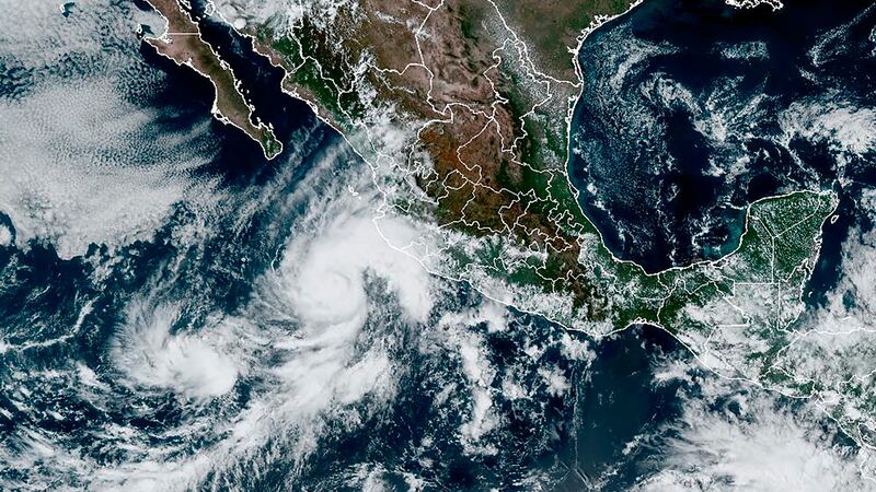 This satellite image taken at 20:20 UTC and provided by NOAA shows Tropical Storm Orlene on...