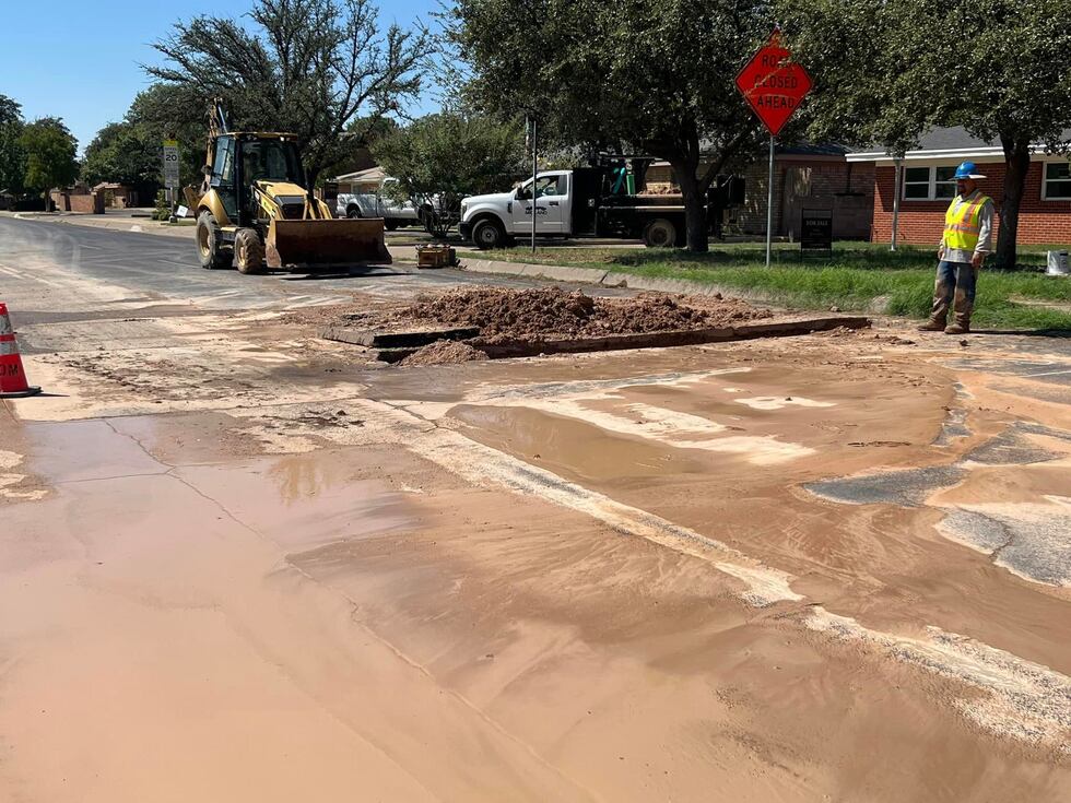 Water main break in Midland