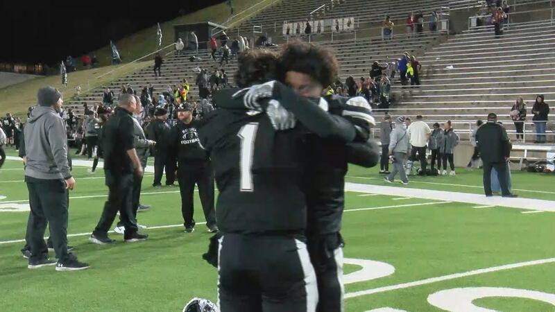 Randall players embrace after thrilling victory over Hereford.