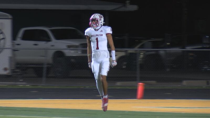 Brenden Garcia celebrates after putting Wellington up 22-0 on Vega in the bi-district round.