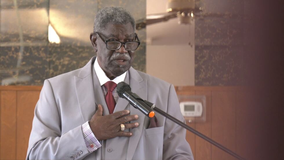 Rev. William Palmer preaches at Mt. Rose Full Gospel Baptist Church on Aug. 26.