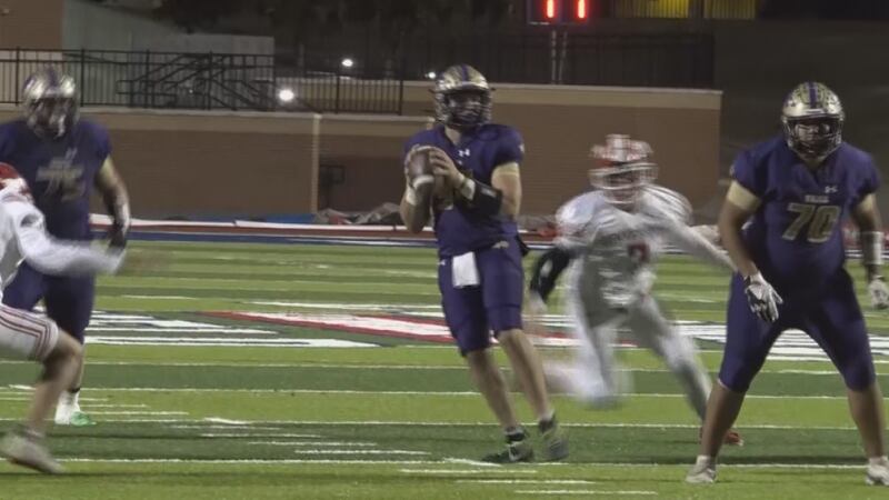 Dalhart's Kyler Read steps up in the pocket and finds Orbin Hernandez for the TD in the second...